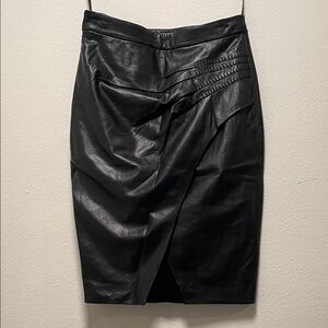 L'AGENCE Black Leather Wrap Pencil Skirt
